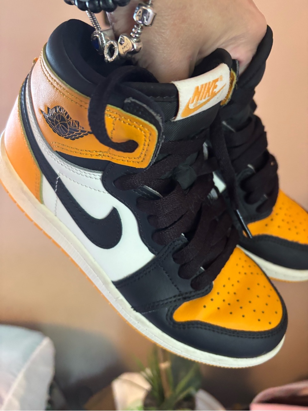 Jordan Kids' High-Top Sneakers — Black, White & Orange